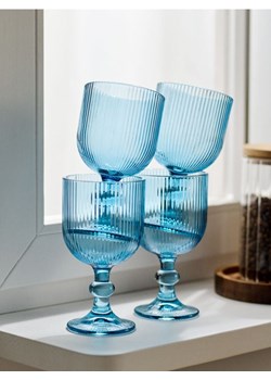 Sinsay - Ryflowane szklanki na nóżce 4 pack - niebieski ze sklepu Sinsay w kategorii Dom - zdjęcie 184750034