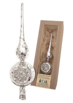 Krebs Glas Lauscha Odblaskowy szpic w kolorze srebrnym na choinkę - wys. 23 cm ze sklepu Limango Polska w kategorii Dekoracje bożonarodzeniowe - zdjęcie 184751804