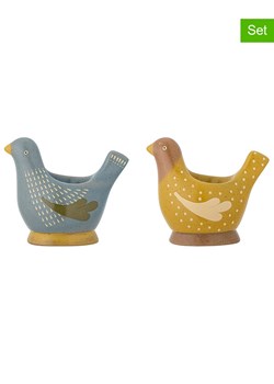 Bloomingville Kieliszki (2 szt.) &quot;Birdy&quot; w kolorze niebiesko-żółtym na jajka - 8 x 8 cm ze sklepu Limango Polska w kategorii Kieliszki - zdjęcie 184752443