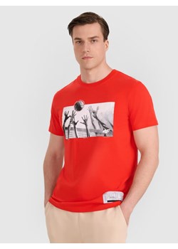 Męski t-shirt z nadrukiem 4F 4FRAW25TTSHM3319 - czerwony ze sklepu Sportstylestory.com w kategorii T-shirty męskie - zdjęcie 184754352