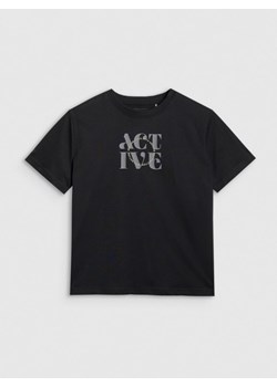 Damski t-shirt z nadrukiem 4F 4FRAW25TTSHF3229 - czarny ze sklepu Sportstylestory.com w kategorii Bluzki damskie - zdjęcie 184754373