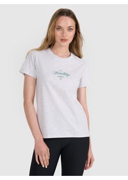 Damski t-shirt z nadrukiem 4F 4FRSS25TTSHF2780 - szary ze sklepu Sportstylestory.com w kategorii Bluzki damskie - zdjęcie 184754391