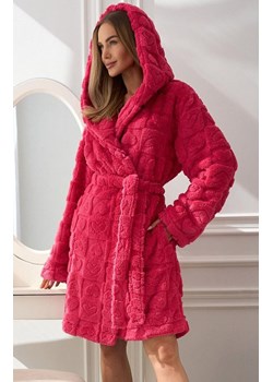 Szlafrok damski z kapturem malinowy 2553 Valentina, Kolor malinowy, Rozmiar XL, L&amp;L ze sklepu Primodo w kategorii Szlafroki damskie - zdjęcie 184755980