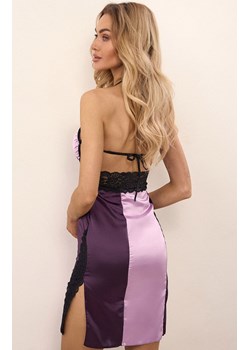 Satynowa koszulka nocna i stringi Yasti LC 13431, Kolor fioletowo-czarny, Rozmiar L, LivCo Corsetti Fashion ze sklepu Primodo w kategorii Koszule nocne - zdjęcie 184756213