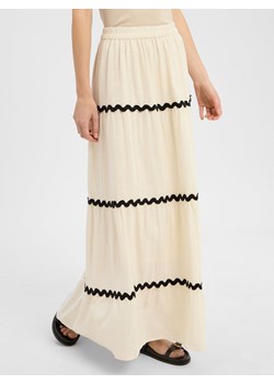 Vila Damska spódnica maxi - Vimanda Wavy Kobiety Bawełna beżowy jednolity ze sklepu vangraaf w kategorii Spódnice - zdjęcie 184758963