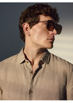 Reserved - Lniana koszula regular fit - beżowy ze sklepu Reserved w kategorii Koszule męskie - zdjęcie 184761150