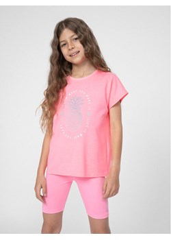 4F T-Shirt 4FJSS23TTSHF398 Różowy Regular Fit ze sklepu MODIVO w kategorii Bluzki dziewczęce - zdjęcie 184761982
