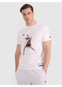 Męski t-shirt z nadrukiem 4F 4FRAW25TTSHM3237 - biały ze sklepu Sportstylestory.com w kategorii T-shirty męskie - zdjęcie 184767273