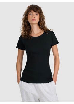 Damski t-shirt bez nadruku 4F 4FRSS25TTSHF2790 - czarny ze sklepu Sportstylestory.com w kategorii Bluzki damskie - zdjęcie 184767314