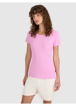 Damski t-shirt bez nadruku 4F 4FRSS25TTSHF2790 - różowy ze sklepu Sportstylestory.com w kategorii Bluzki damskie - zdjęcie 184767320