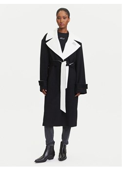 KARL LAGERFELD Płaszcz wełniany A3W15010 Czarny Regular Fit ze sklepu MODIVO w kategorii Płaszcze damskie - zdjęcie 184768122