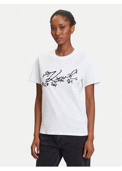 KARL LAGERFELD T-Shirt A3W17018 Biały Regular Fit ze sklepu MODIVO w kategorii Bluzki damskie - zdjęcie 184768150