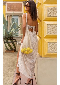 Sukienka boho z koronką beżowa MI-SK-88191.63, Kolor beżowy, Rozmiar uniwersalny, ITALY MODA ze sklepu Primodo w kategorii Sukienki - zdjęcie 184769072