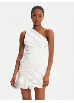 Bardot Sukienka koktajlowa Silvana Ruffle 60037DB Biały Slim Fit ze sklepu MODIVO w kategorii Sukienki - zdjęcie 184769832