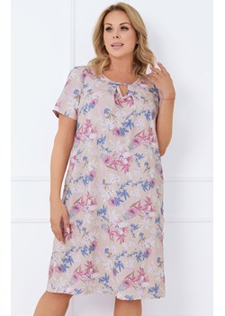 Koszula nocna damska z krótkim rękawem Inger, Kolor beżowy-wzór, Rozmiar M, Italian Fashion ze sklepu Intymna w kategorii Koszule nocne - zdjęcie 184772372