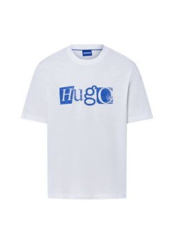 HUGO BLUE Koszulka męska - Nugix Mężczyźni Bawełna biały nadruk ze sklepu vangraaf w kategorii T-shirty męskie - zdjęcie 184773283