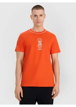Męski t-shirt z nadrukiem 4F 4FRSS25TTSHM3092 - pomarańczowy ze sklepu Sportstylestory.com w kategorii T-shirty męskie - zdjęcie 184774871