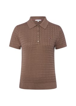 Tommy Hilfiger Damska koszulka polo z dzianiny Kobiety Bawełna taupe jednolity ze sklepu vangraaf w kategorii Bluzki damskie - zdjęcie 184781624