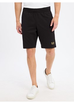 EA7 Emporio Armani Męskie szorty dresowe Mężczyźni Bawełna czarny jednolity ze sklepu vangraaf w kategorii Spodenki męskie - zdjęcie 184781683