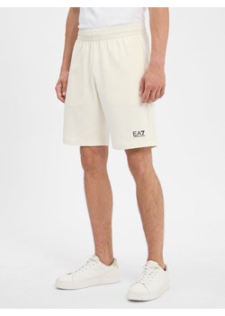 EA7 Emporio Armani Męskie szorty dresowe Mężczyźni Bawełna biały jednolity ze sklepu vangraaf w kategorii Spodenki męskie - zdjęcie 184781684