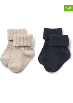 Wheat Wełniane skarpety (2 pary) w kolorze beżowym i granatowym ze sklepu Limango Polska w kategorii Skarpetki dziecięce - zdjęcie 184786270