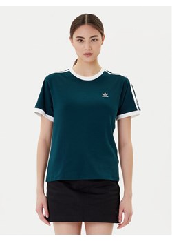 adidas T-Shirt 3-Stripes JY4855 Zielony Regular Fit ze sklepu MODIVO w kategorii Bluzki damskie - zdjęcie 184790264