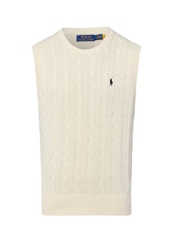 Polo Ralph Lauren Męski sweter z dzianiny Mężczyźni Bawełna écru jednolity ze sklepu vangraaf w kategorii Kamizelki męskie - zdjęcie 184791113