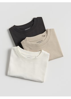 Reserved - Bawełniany t-shirt 3 pack - kremowy ze sklepu Reserved w kategorii T-shirty chłopięce - zdjęcie 184791394