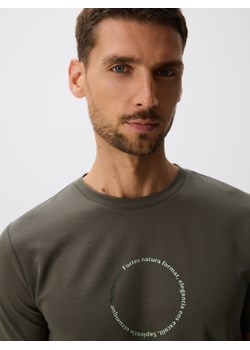 Reserved - T-shirt slim z nadrukiem - zielony ze sklepu Reserved w kategorii T-shirty męskie - zdjęcie 184791440