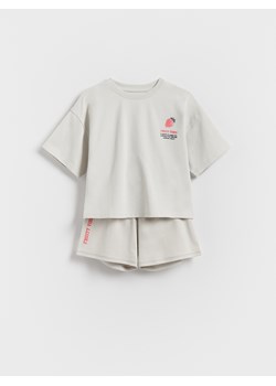 Reserved - Bawełniany komplet z nadrukiem - jasnoszary ze sklepu Reserved w kategorii Komplety dziewczęce - zdjęcie 184795363
