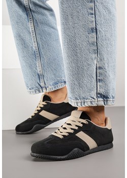 Czarno-Beżowe Sneakersy z Ozdobnym Paskiem Naliovela ze sklepu born2be.pl w kategorii Buty sportowe damskie - zdjęcie 184795604