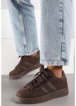 Brązowe Sneakersy z Ozdobnymi Naszywkami z Boku Galdexis ze sklepu born2be.pl w kategorii Buty sportowe damskie - zdjęcie 184795730