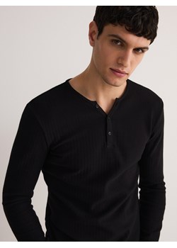 Reserved - Longsleeve slim fit w prążek - czarny ze sklepu Reserved w kategorii T-shirty męskie - zdjęcie 184798884