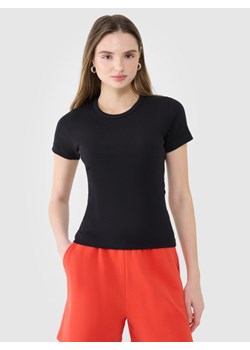 Damski t-shirt basic 4F 4FWSS25TTSHF1968 - czarny ze sklepu Sportstylestory.com w kategorii Bluzki damskie - zdjęcie 184799470