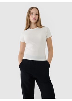 Damski t-shirt basic 4F 4FWSS25TTSHF1968 - biały ze sklepu Sportstylestory.com w kategorii Bluzki damskie - zdjęcie 184799504