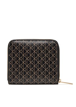 Mały Portfel Damski Calvin Klein Emblem Aop Square Zip Around LV04F1089G Czarny ze sklepu eobuwie.pl w kategorii Portfele damskie - zdjęcie 184799694