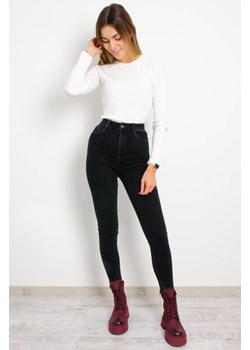 SPODNIE JEANSOWE SKINNY Z BARDZO WYSOKIM STANEM- CZARNE ze sklepu olika.com.pl w kategorii Jeansy damskie - zdjęcie 184809472
