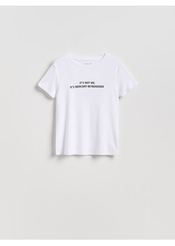 Reserved - T-shirt z napisem - biały ze sklepu Reserved w kategorii Bluzki damskie - zdjęcie 184816592