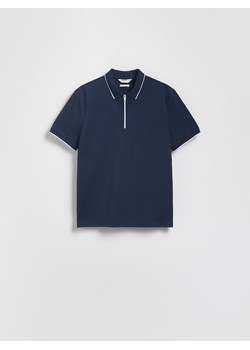 Reserved - Koszulka polo z merceryzowaną bawełną - granatowy ze sklepu Reserved w kategorii T-shirty męskie - zdjęcie 184818373
