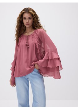 Reserved - Bluzka z falbanami - brudny róż ze sklepu Reserved w kategorii Bluzki damskie - zdjęcie 184820493