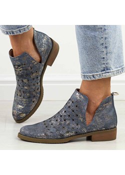 Niebieskie jeans wiosenne ażurowe botki damskie M.Daszyński Sa62-102 ze sklepu suzana.pl w kategorii Botki - zdjęcie 184822212