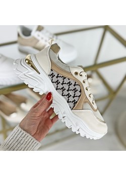 Beżowe sneakersy damskie na platformie 311 ze sklepu suzana.pl w kategorii Buty sportowe damskie - zdjęcie 184822892