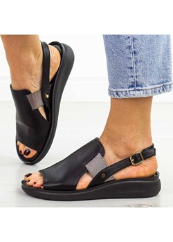 Czarne płaskie sandały damskie M.Daszyński 24142-4 ze sklepu suzana.pl w kategorii Sandały damskie - zdjęcie 184825431