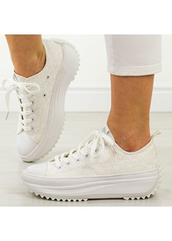 Białe sportowe buty damskie na platformie Lee Cooper 3465 ze sklepu suzana.pl w kategorii Trampki damskie - zdjęcie 184826320