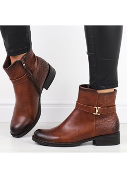 Brązowe płaskie botki damskie M.Daszyński Am48-69 23 ze sklepu suzana.pl w kategorii Botki - zdjęcie 184834231