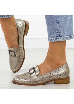 Złote ażurowe mokasyny damskie Potocki 12616 ze sklepu suzana.pl w kategorii Mokasyny damskie - zdjęcie 184835093