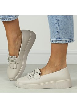 Beżowe skórzane półbuty damskie S.Barski 590 ze sklepu suzana.pl w kategorii Półbuty damskie - zdjęcie 184835680