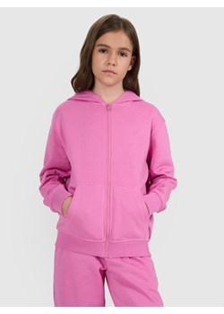 Dziewczęca bluza dresowa rozpinana z kapturem 4F 4FJRAW25TSWSF2466 - różowa ze sklepu Sportstylestory.com w kategorii Bluzy dziewczęce - zdjęcie 184839520