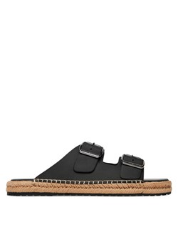 Espadryle Tommy Hilfiger Flex Jutte Hilfiger Lth Sandal FM0FM05646 Czarny ze sklepu eobuwie.pl w kategorii Espadryle męskie - zdjęcie 184840181