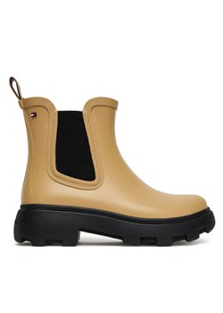 Tommy Hilfiger Kalosze Rubber Flag Cleated FW0FW08637 Brązowy ze sklepu MODIVO w kategorii Kalosze damskie - zdjęcie 184840712